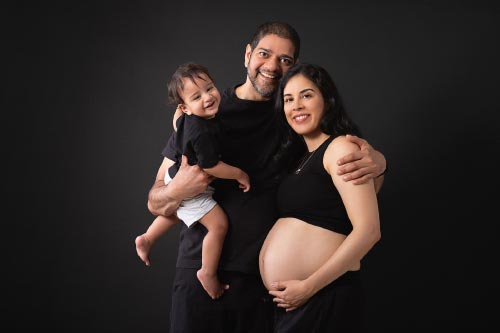 Pregnant woman at a maternity photo shoot in a photo studio in Copenhagen